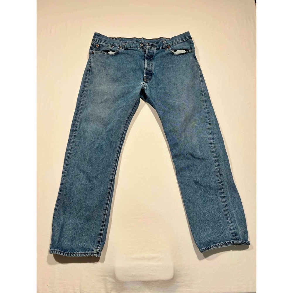 Levis 501 Original Fit Button Fly Blue Denim Jeans Mens 38x30 Medium Wash
